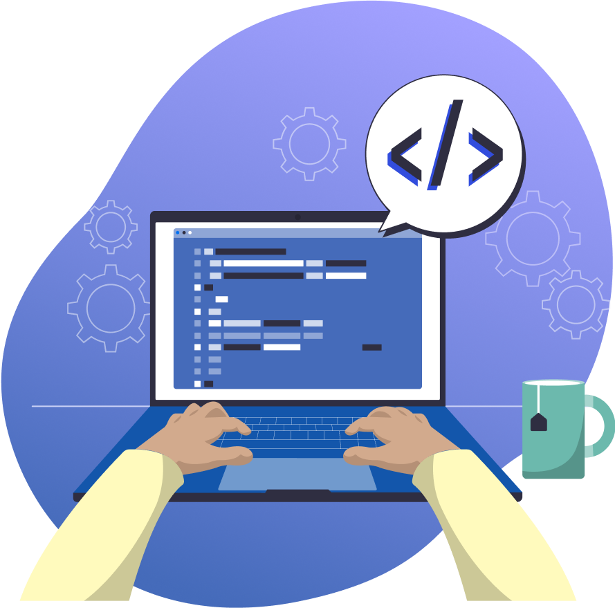 person coding on a laptop
